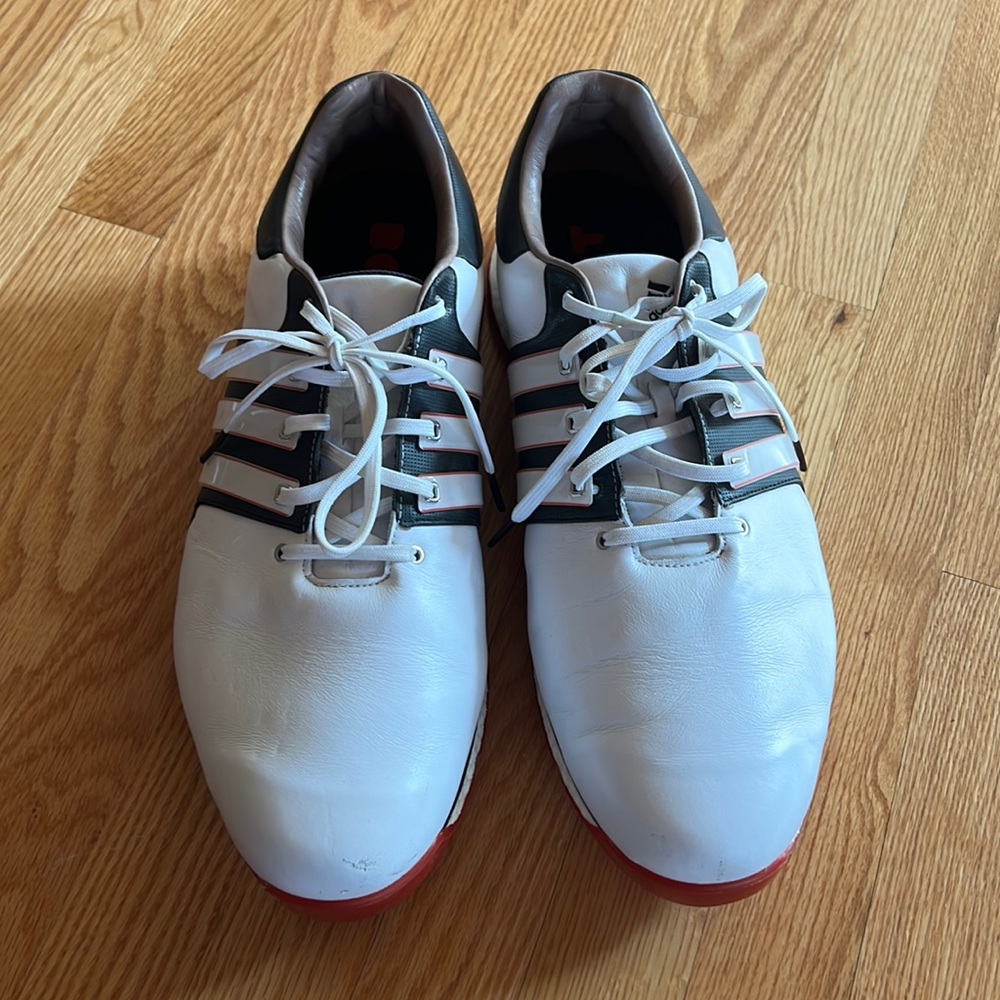 ADIDAS BOOST GOLF SHOES SPIKELESS WHITE BLACK SIZE 15